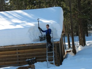 Kat on roof (Cariboo winter)